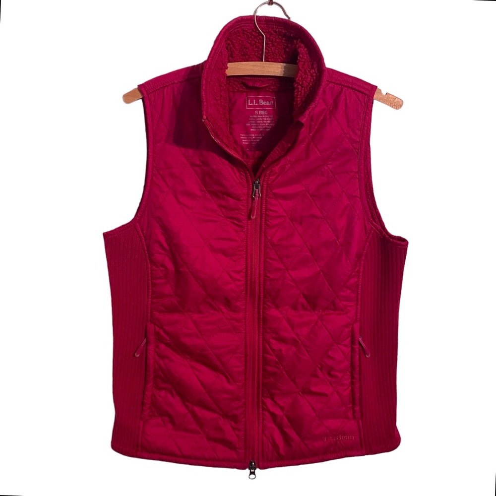LL Bean Hybrid Fleece Lined Vest Womens Small Sherpa Fitness Insulated Quilted